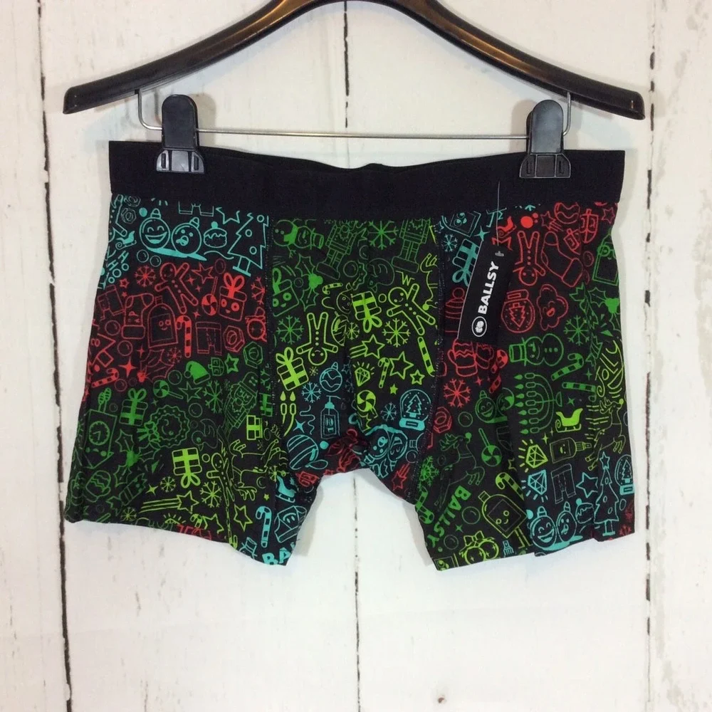 Ballsy Brand Men's Christmas Underwear Holiday‎ Boxer Briefs Size L Novelty Fun